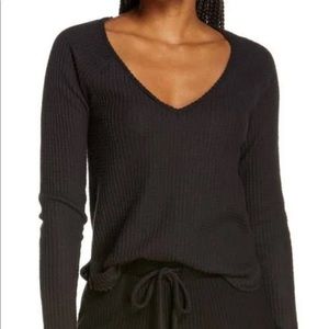 Socialite Black Waffle Knit Top